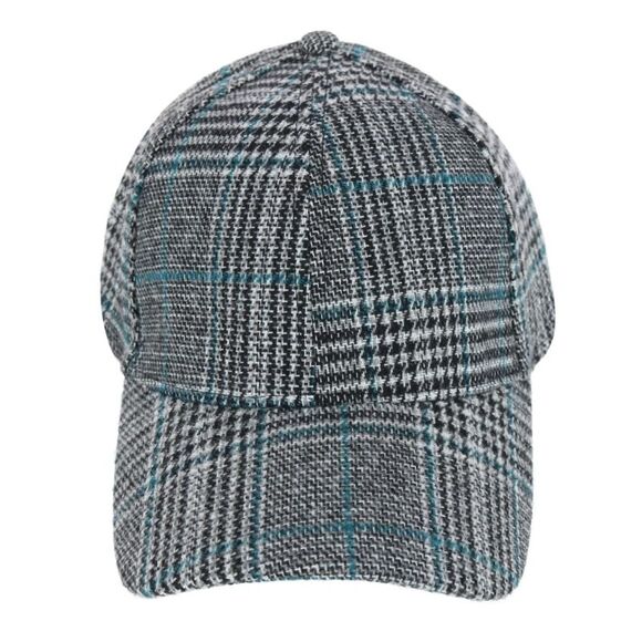 David & Young Women's Menswear Houndstooth Plaid Baseball Cap - Picture 1 of 3